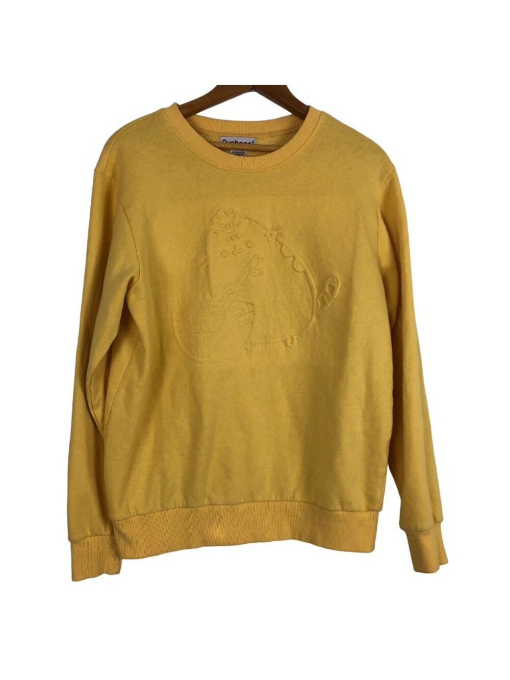 Pusheen Yellow Embossed Sweatshirt Sz Small Baker Cooking Foodie Cotton Poly